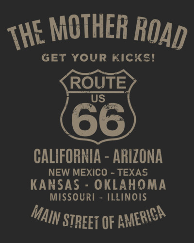 Pánské tričko The Mother Road Route 66 černédetail