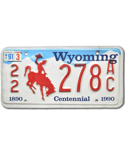 Americká SPZ Wyoming 1990 Centennial 22-278AC