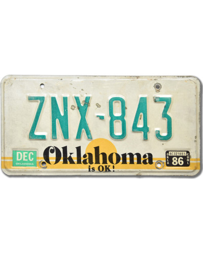 Americká SPZ Oklahoma is OK ZNX-843