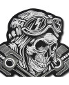 Moto nášivka Pistons Skull XXL na záda 28 cm x 26 cm