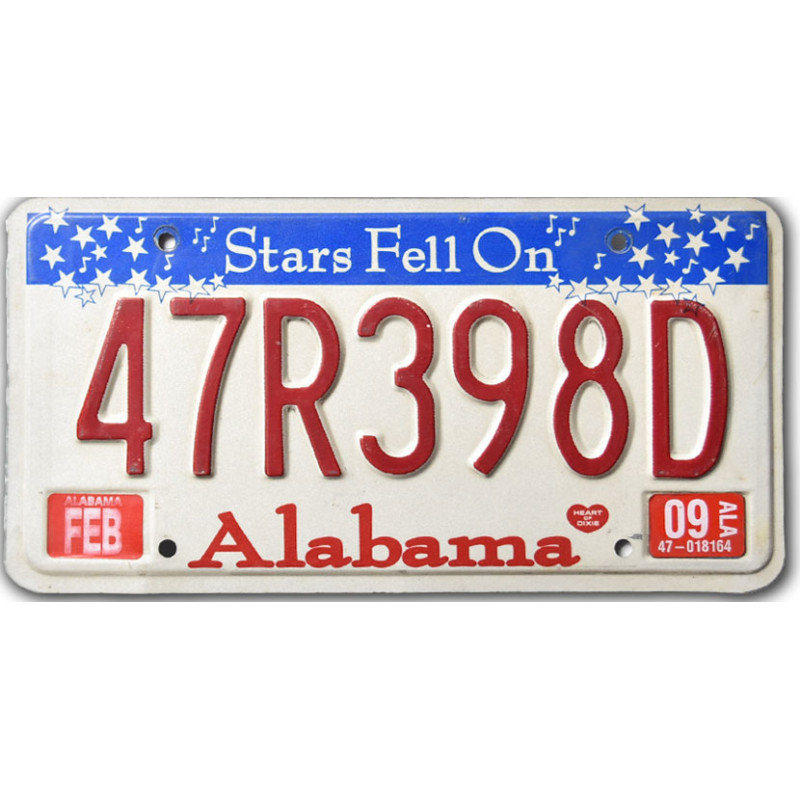 Americká SPZ Alabama Stars Fell On