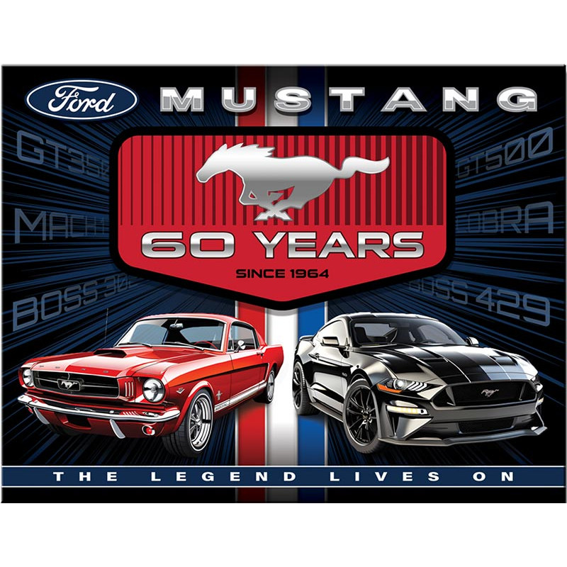 Plechová cedule Ford Mustang 60 Years 40 cm x 32 cm