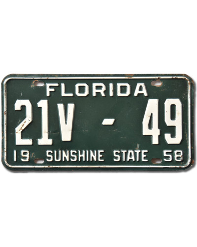 Americká SPZ Florida Sunshine State 1958 Green 21V-49