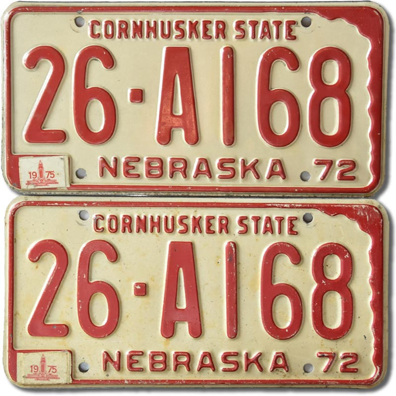 Americká SPZ Nebraska 1972 Cornhusker 26-A168 pár