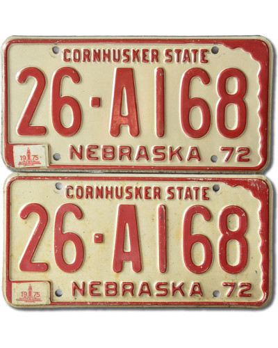 Americká SPZ Nebraska 1972 Cornhusker 26-A168 pár