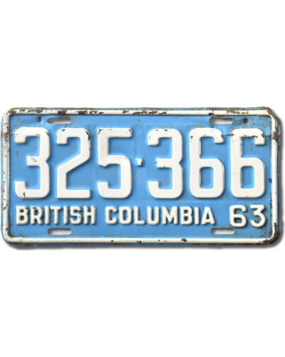 Kanadská SPZ British Columbia 1963 Blue 325-366