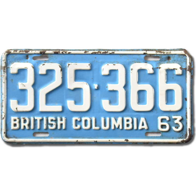 Kanadská SPZ British Columbia 1963 Blue 325-366